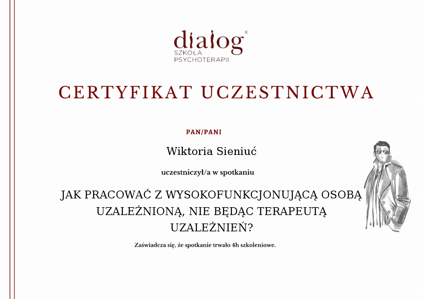 Certyfikat — Wiktoria Sieniuć
